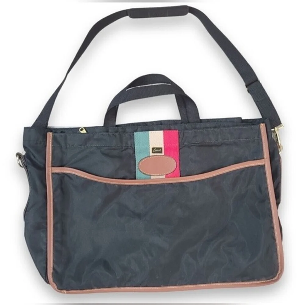 Vintage Lark Black Carry On Weekender Travel Bag Mod Stripe Shoulder Tote